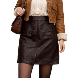 Vintage 90s Pia Rucci Brown Leather Pencil Skirt High Rise Women’s Size 12 Large